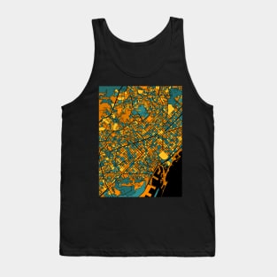 Barcelona Map Pattern in Orange & Teal Tank Top